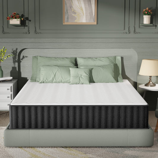 Cooling Charcoal Memory Foam Mattress in a Box – Medium Firm Support for Back Pain Relief, CertiPUR-US Certified & Fiberglass-Free