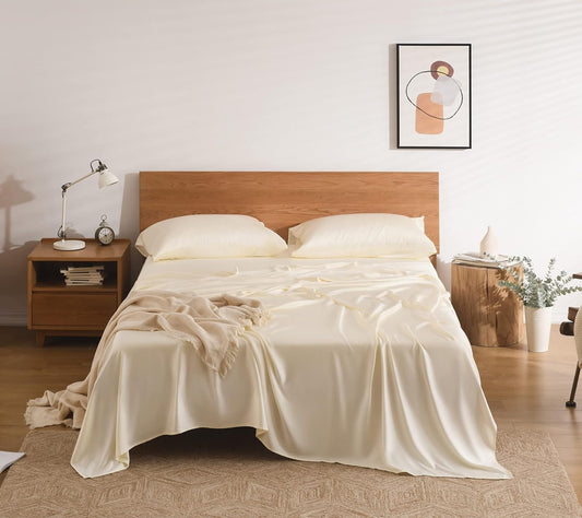 WARMKISS Bamboo Cooling Sheet Sets Queen, Luxuriously Soft & Breathable